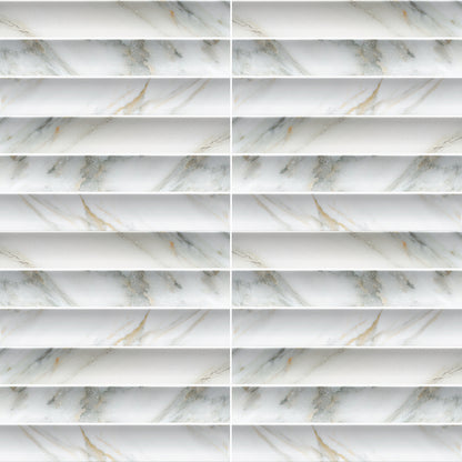 Argos Fluted | 4.5"x9" Porcelain Fluted Marble Look Wall Tile