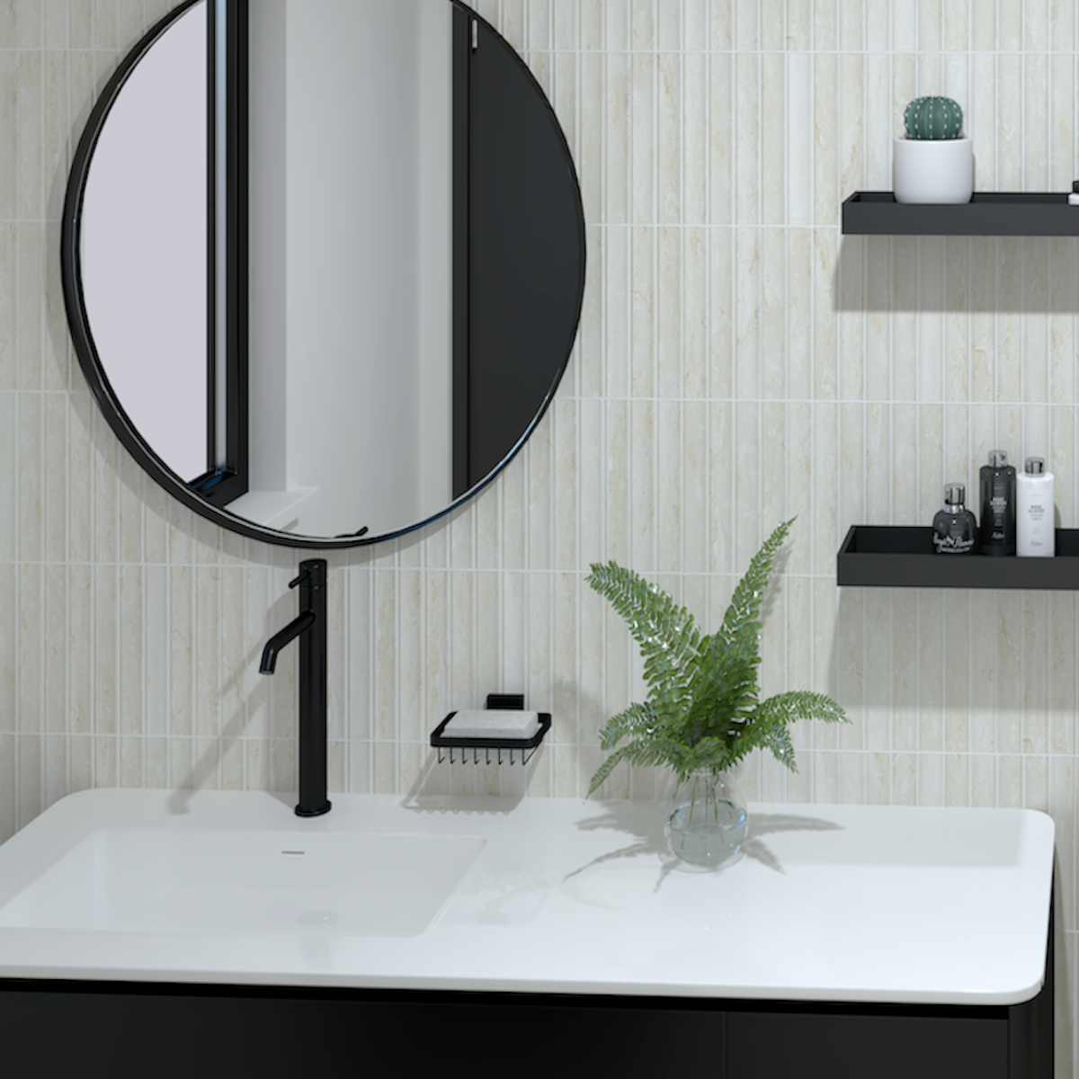 Argos Fluted | 4.5"x9" Porcelain Fluted Marble Look Wall Tile