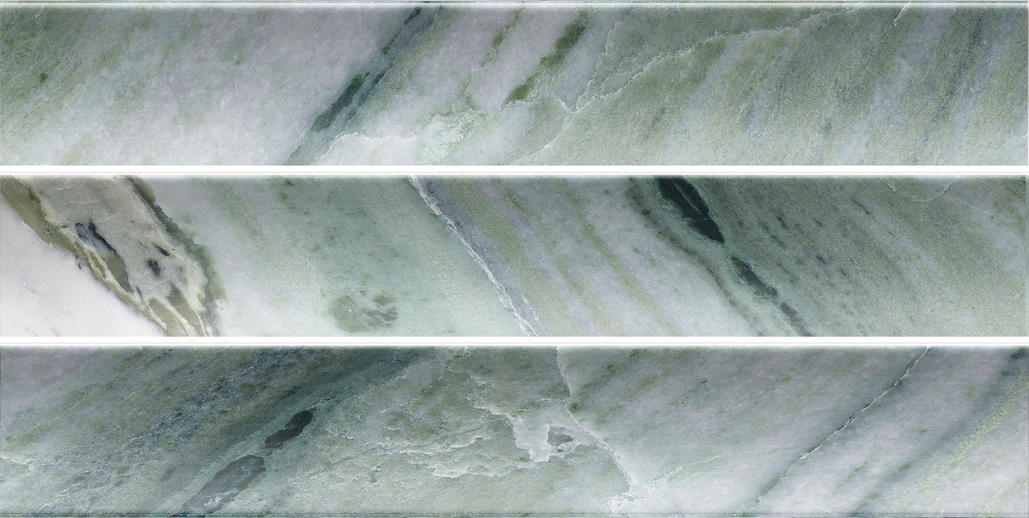 Argos Fluted | 4.5"x9" Porcelain Fluted Marble Look Wall Tile