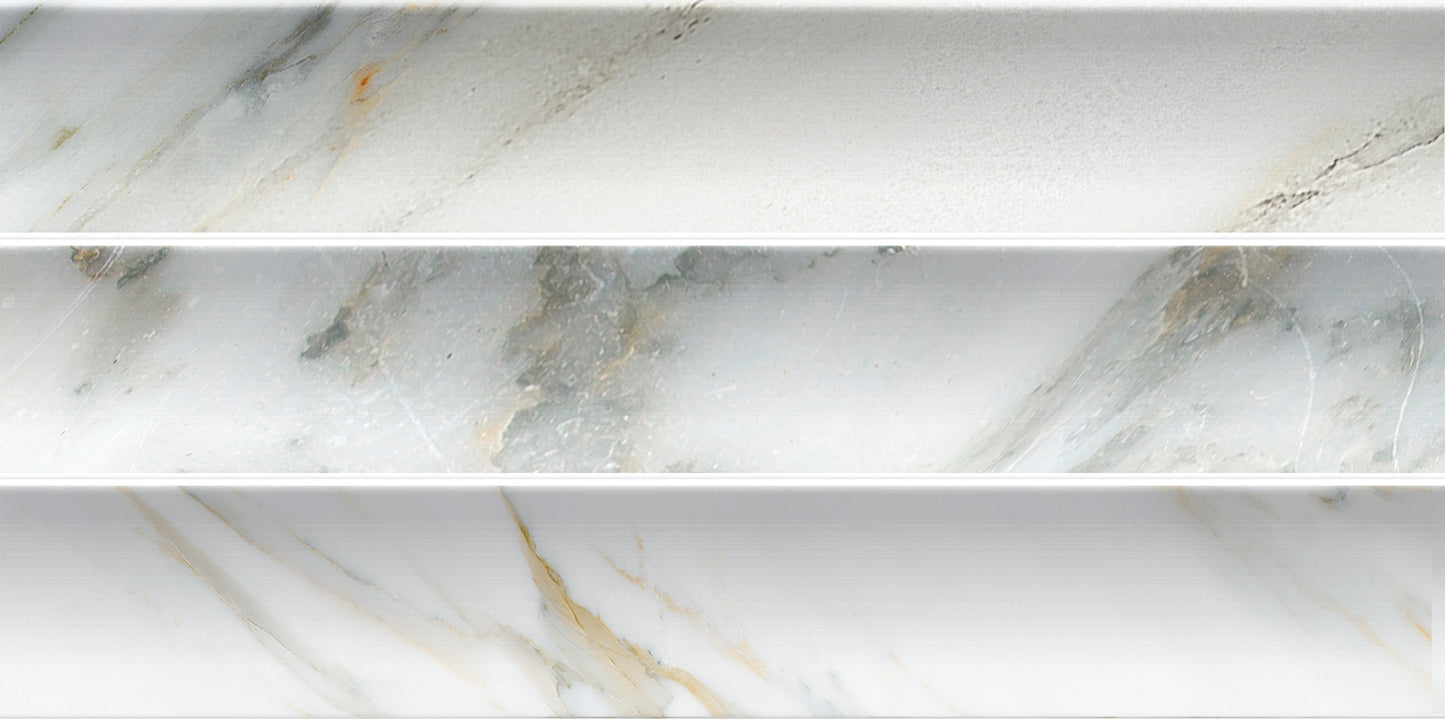 Argos Fluted | 4.5"x9" Porcelain Fluted Marble Look Wall Tile
